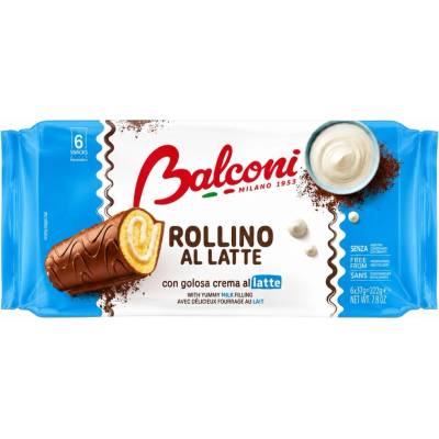 Balconi Rollino Latte Piškótové rolky s mliečnym krémom 6 ks x 37 g