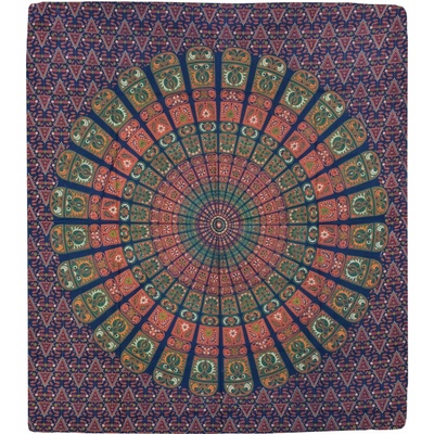 Sanu Babu přehoz na postel pestrobarevná mandala květy zeleno-oranžový 230 x 202 cm