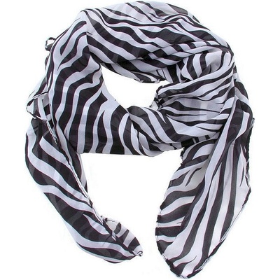 Elegantní šála s potiskem styl zebra bíločerná