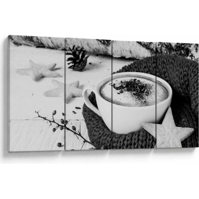 Obraz - Zimní cappuccino, Čtyřdílný 160x80 cm