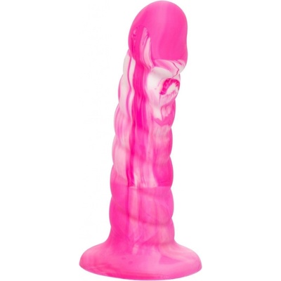 CalExotics Twisted Ribbed Probe ružové dildo s prísavkou 14,5 x 3,6 cm