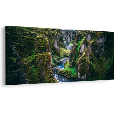 Obraz - Řeka ve skalnatém údolí, jednodílný 250x125 cm