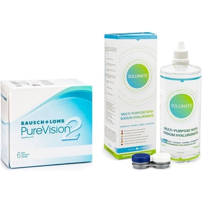 Bausch & Lomb PureVision 2 6 čoček + Solunate Multi-Purpose 400 ml s pouzdrem – Hledejceny.cz