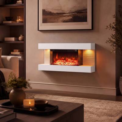 Costway Třístranný elektrický krb 81 cm s LED bílý