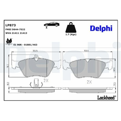 Sada brzdových platničiek kotúčovej brzdy DELPHI LP873