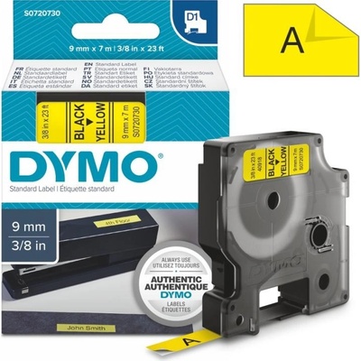 Páska Dymo D1, 9mm (40918) žlutá, černý tisk, 7m