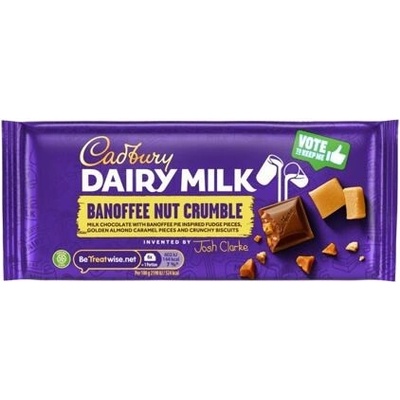 Cadbury mléčná čokoláda s kousky sušenek mandlí a karamelu s příchutí banánu 18 x 110 g