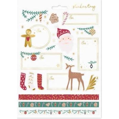 Sada samolepiek a menoviek na darčeky Christmas Time - 31 ks