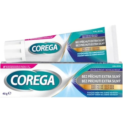 Corega bez příchuti extra silný fixační krém na zubní náhrady 40 g – Hledejceny.cz