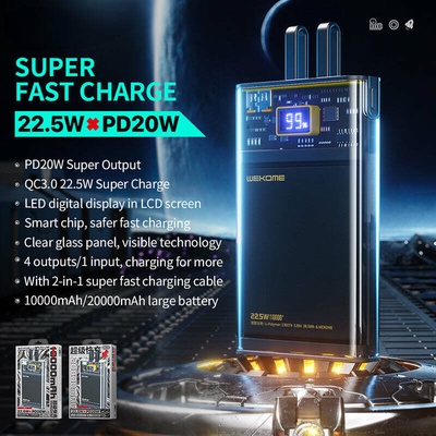 Wekome WP-325 Vanguard 20000 mAh černý / průhledný