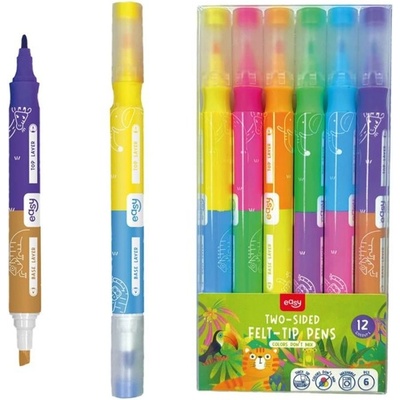 Easy Kids MAGIC Oboustranné fixy odolné proti překrytí 6 ks 12 barev