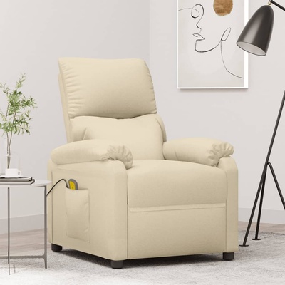 vidaXL Masážní křeslo krémové textil 11461.322455