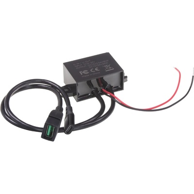 Měnič napětí 12-24/5-12V, 3A USB-C QC3.0 samice + USB-A