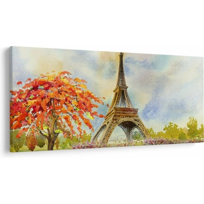 Malovaný obraz Eiffelovy věže, jednodílný 250x125 cm