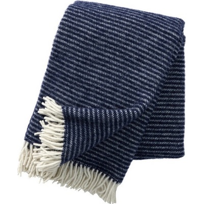 Klippan Švédsko Vlněný pléd Ralph navy blue Námořnická modrá 130x200
