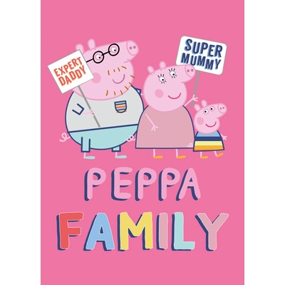 BrandMac Ružová detská deka Peppa Pig Family