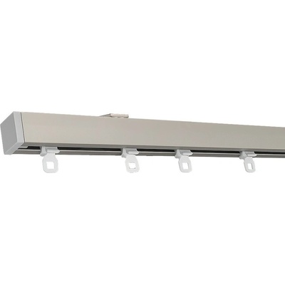 KovovégarnýžeCZ Kolejnice Cube anodizovaná nerez (INOX) 501-600cm, jezdec s kovovou žabkou