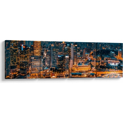 Obraz nočního města, Čtyřdílný 160x40 cm