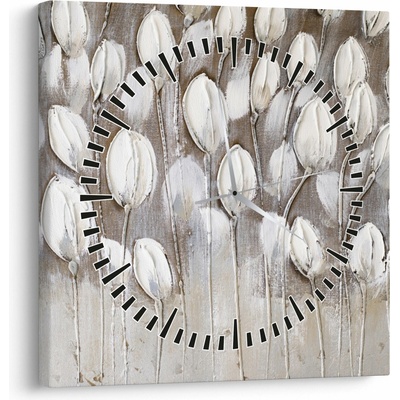Obraz - Štruktúrované tulipány (s hodinami), jednodielne 30x30 cm s hodinami