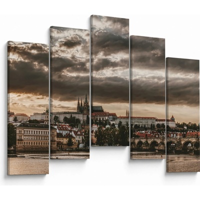 Obraz - zamračená Praha, pětidílný 125x90 cm