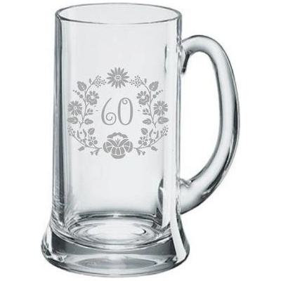 B.BOHEMIAN Pohár B.Bohemian Pivný polliter Jubileum 60 rokov motív kvetinky 500 ml