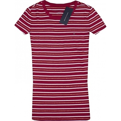 Tommy Hilfiger dámské tričko s krátkým rukávem pruhované gold lines