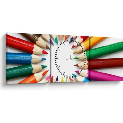 Obraz ceruziek (s hodinami), trojdielne 90x30 cm s hodinami