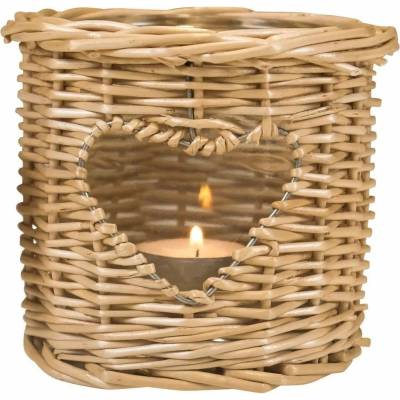Přírodní proutěná lucerna / svícen se srdcem Routti - Ø 13*12 cm - Mars & More