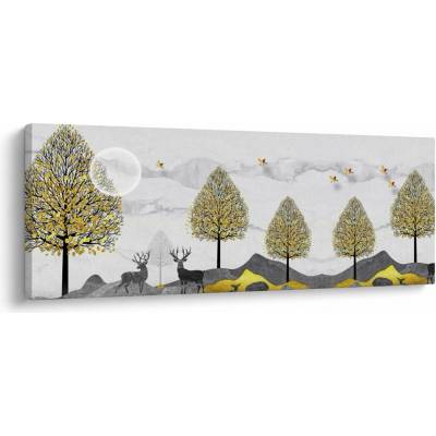 Obraz malovaných jelenů, jednodílný 100x40 cm