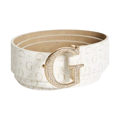Guess pásek Rhinestone G Logo bílý s logem