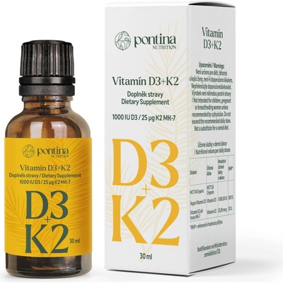 Pontina Nutrition Vitamin D3+K2 1000IU D3 /25μg K2-MK7 30 ml
