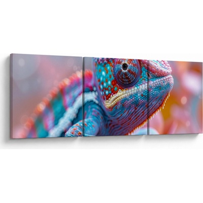 Obraz - Zbarvený chameleon, třídílný 90x30 cm