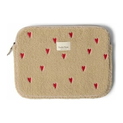 Studio Noos Pouzdro na notebook 13" Teddy - Ecru Hearts
