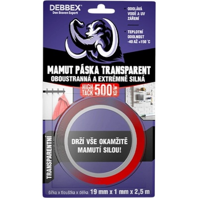Den Braven High Tack Clear Obojstranná páska 19 mm x 1 mm x 2,5 m