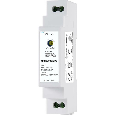 Basetech PSDS-15-24-2 sieťový zdroj na montážnu lištu (DIN lištu), 24 V, 0.63 A, 15 W, výstupy 1 x