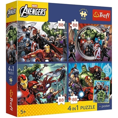 TREFL Premium Plus Kids Avengers Hrdinové kolem nás 4x88 dílků