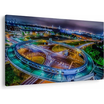 Obraz - panoráma nočného mesta, jednodielne 120x80 cm