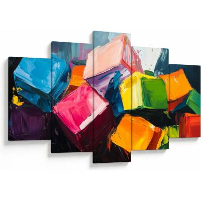 Obraz - Barevné krychle, pětidílný 150x105 cm