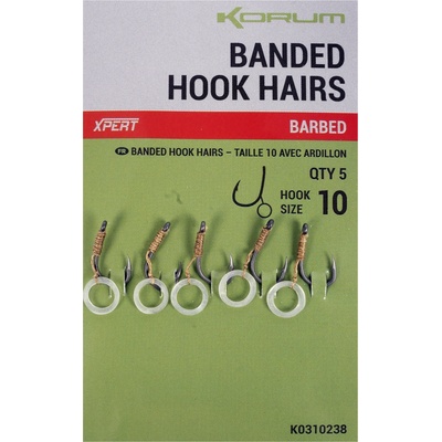 Korum s Gumičkou Banded Hook Hairs Barbed vel.10 5 ks