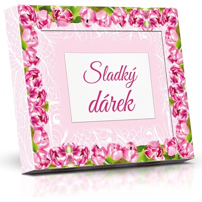 Selllot Sladký dárek Plněné čokoládové lodičky s ořechy (růžové tulipány) 125 g