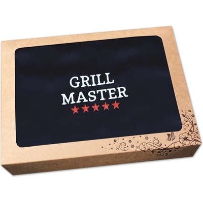 Povlečení Plus Pánská zástěra na grilování v dárkovém balení černá 72x100 GRILL MASTER HVĚZDY