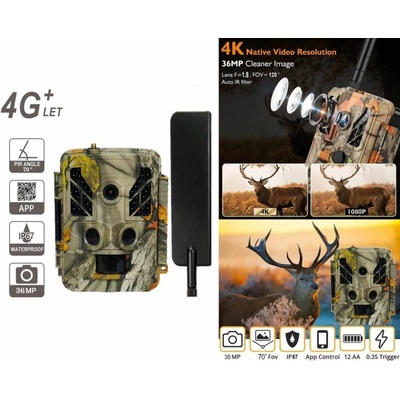 MMS fotopast na zvířata - foto past s odesíláním - 4G LTE 12MP s FULL HD 1080P s GPS