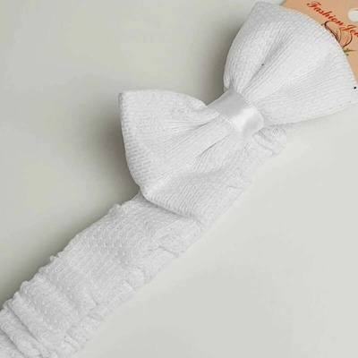 RB-nakuplevne Čelenka do vlasů látková pružná bílá s mašlí 2,5cm