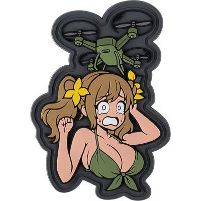 Gumová nášivka 101 Inc Oops girl with Drone - farebná