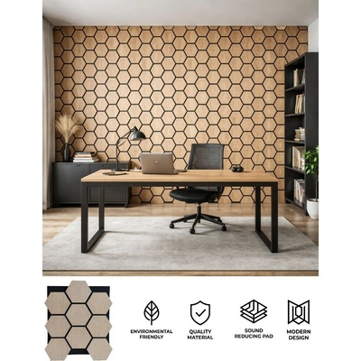 3D dřevěný akustický panel - nástěnný protihlukový obklad 81 x 66 cm - VIRA