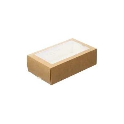 Papírová krabička EKO na makronky 180x55x55 mm hnědá s okénkem [ ]