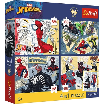 TREFL Premium Plus Kids Spiderman Pavučina zábavy 4x88 dielov