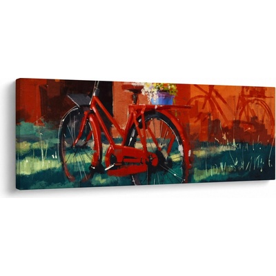 Obraz červeného kola, akrylová malba, jednodílný 100x40 cm