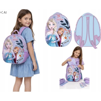 VÝLETOVÝ BATOH 3D EGGY DO ŠKÔLKY Ľadové kráľovstvo FROZEN ANNA ELSA 35 cm