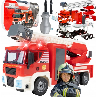 Majlo Toys Šroubovací požární auto v kufříku se světly a zvuky Fire Truck